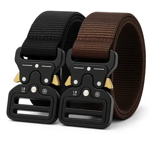 Kit 2 Cintos Engate Rápido Fivela Metal Mardi Preto E Marrom